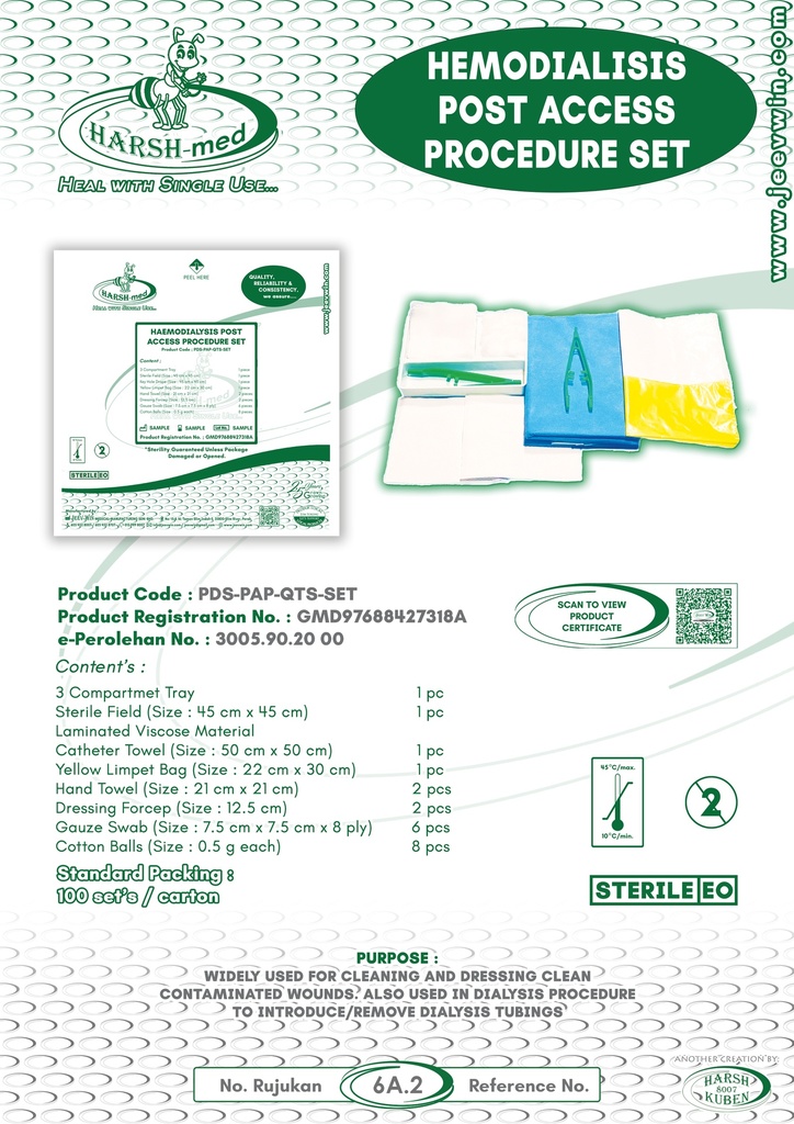 Hemodialysis Post Access Procedure Set