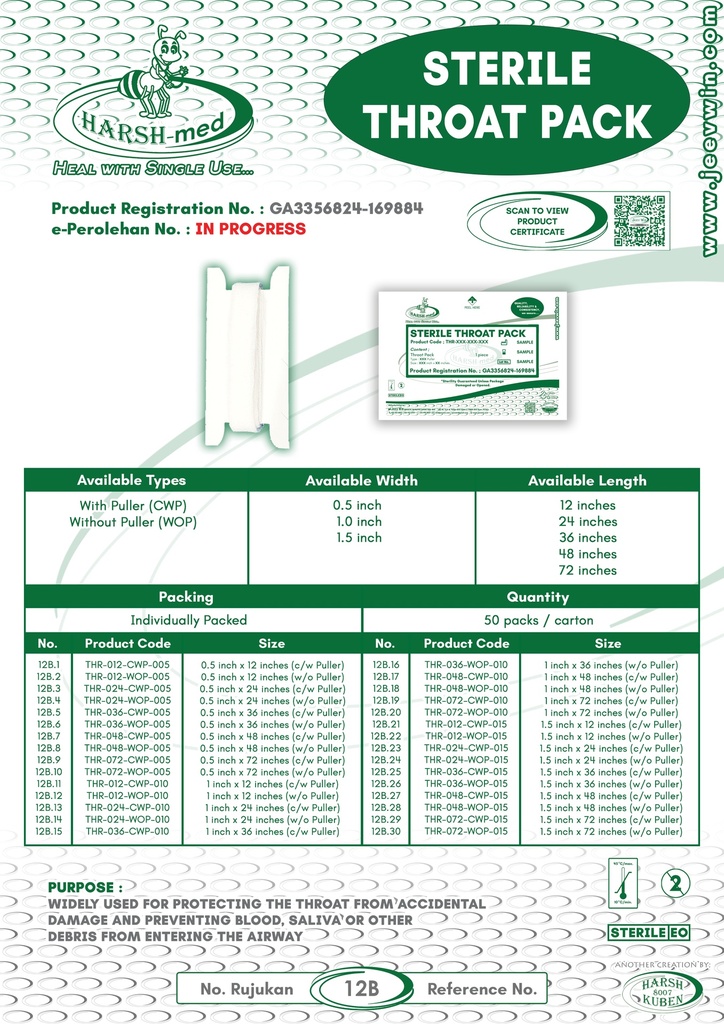 Sterile Throat Pack